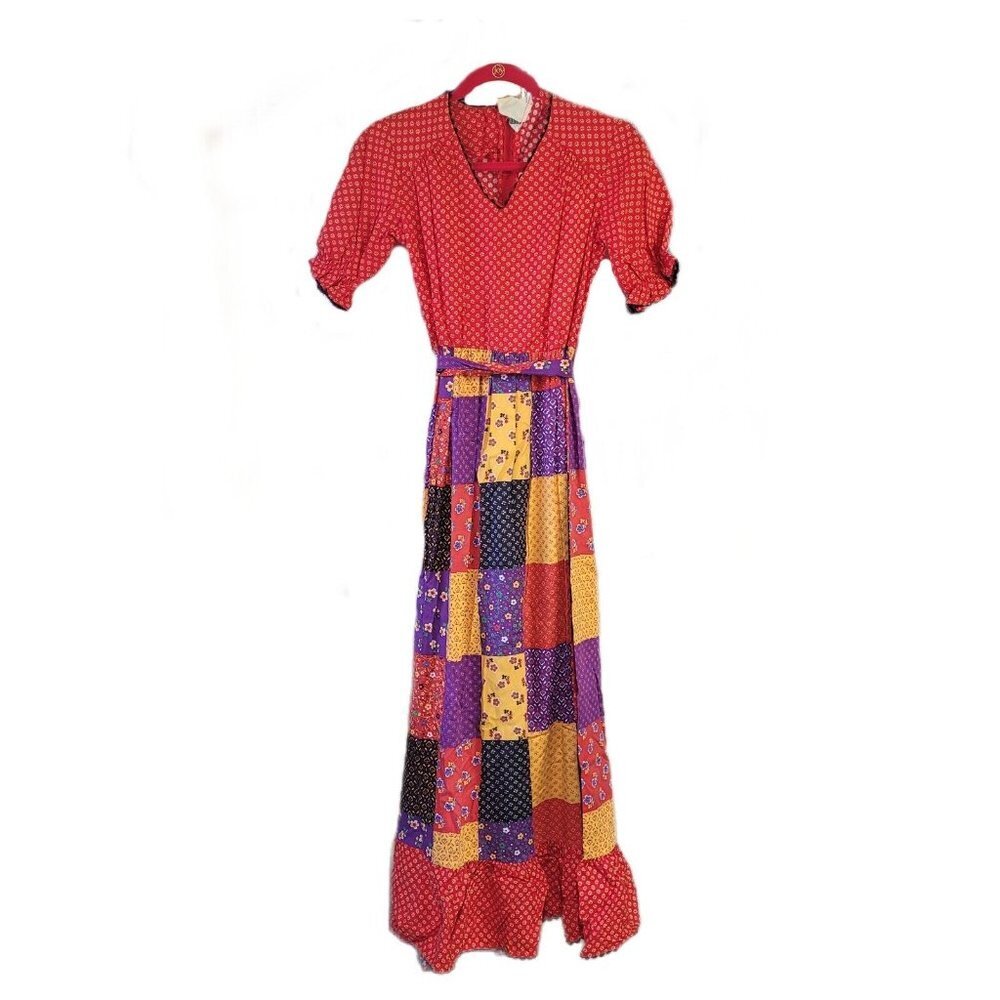 Vintage Rare Sears Jr Bazaar Size 5 Maxi Ditzy Calico Prairie Dress Country
